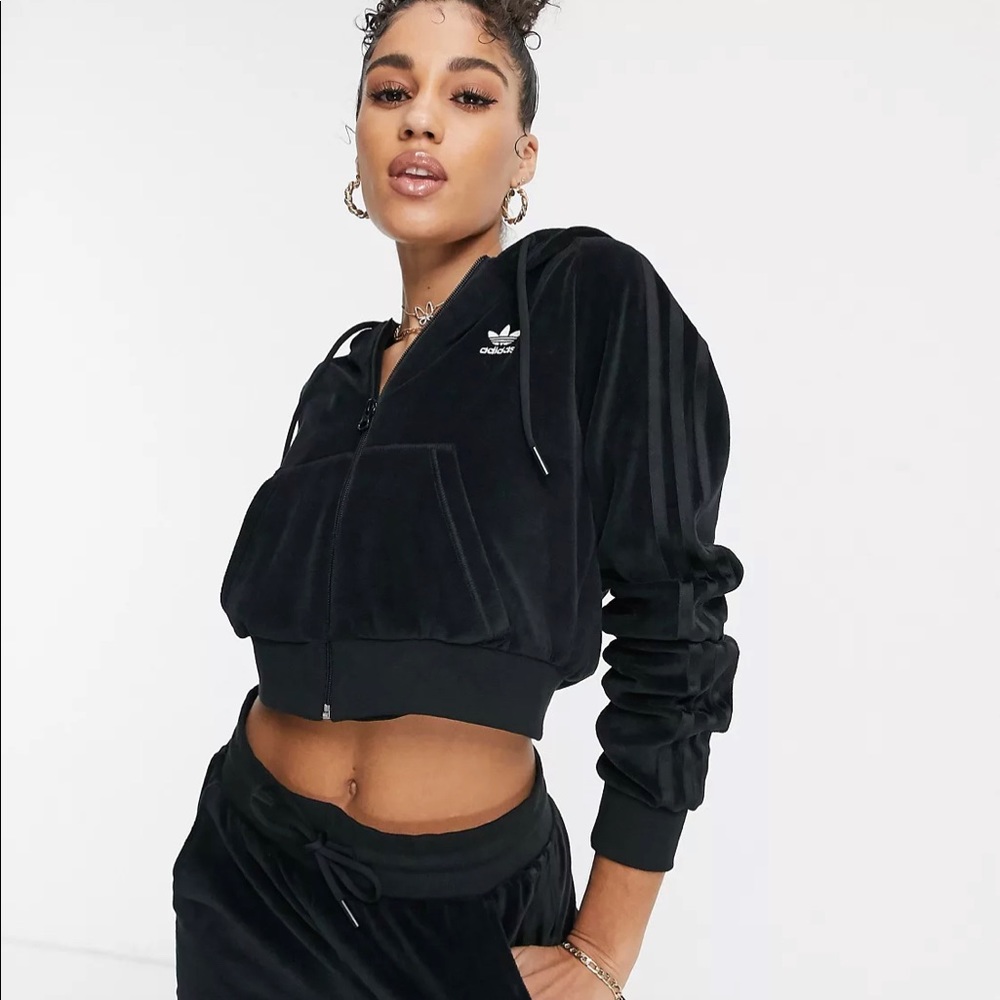 Adidas crop velour Hoodie